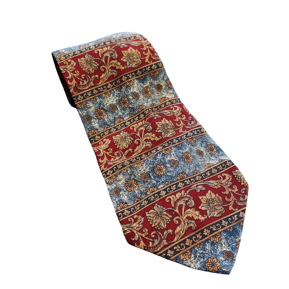 Metropolitan Museum of Art‎ Silk Tie Floral Burgundy Blue Mens Necktie
